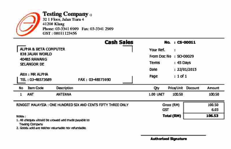 01 Cash Sales 3 GST Half